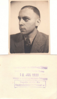 Martin Ansbacher's  photo 18 January 1939 after release from Dachau KZ